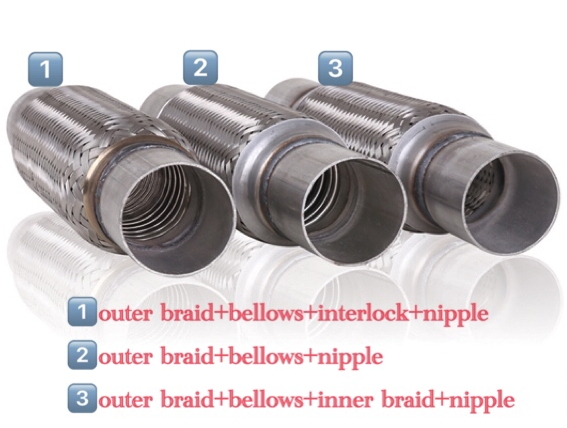 Three types of exhaust flexible pipe with extension pipe
